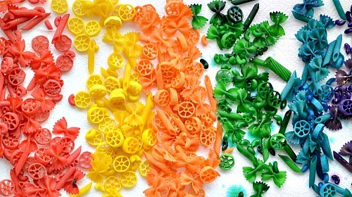 colorful glitter pasta