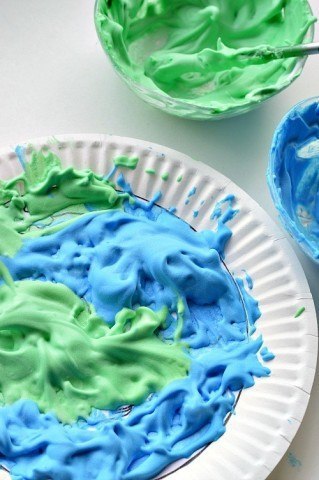 earth day art with puffy paint