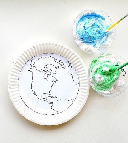 earth day craft with shave cream
