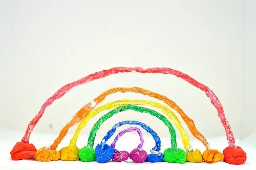 painted 3d rainbow craft for kids