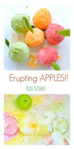 Erupting apples kids science experiment