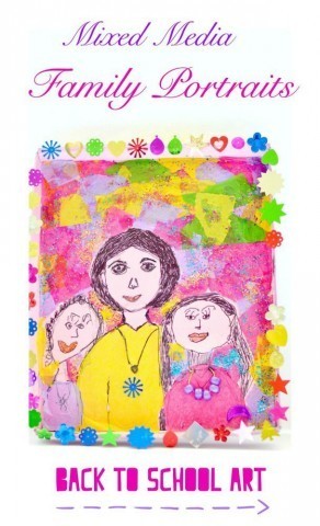 back to school art with mixed media family portraits