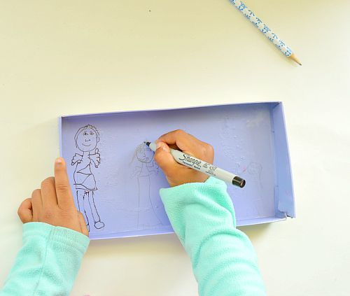 art activities for kids with shoe box lids