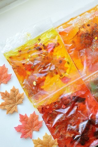 sensory activities for fall with squishy bags
