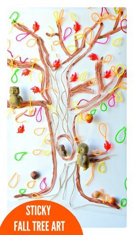 sticky fall tree art toddlers