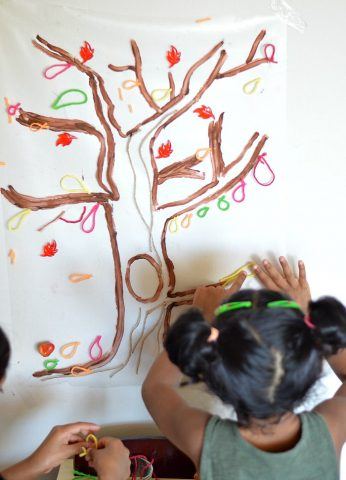 sticky tree art project for toddlers