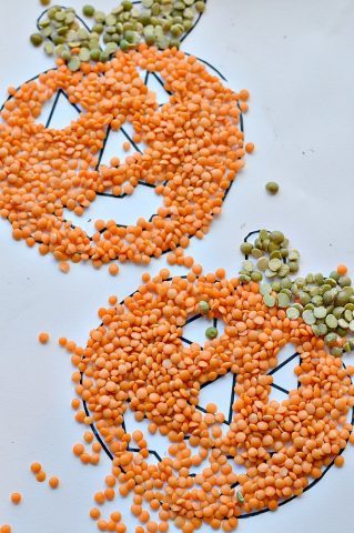 orange pumpkins with lentils