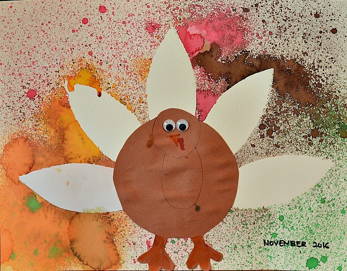 Thanksgiving Art : Spray Painted Turkey Art – Fun Littles